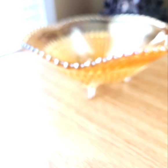 BEADED & FOOTED🧡VIntage Carnival Glass / Bowl🧡 - Picture 3 of 3